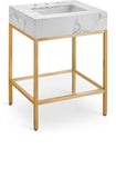 Marmo Contemporary Bathroom Vanity with Elegant Artificial Marble and Stylish Stainless Steel Base
