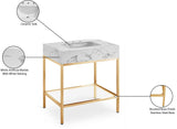 Marmo Contemporary Bathroom Vanity with Elegant Artificial Marble and Stylish Stainless Steel Base