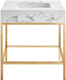 Marmo Contemporary Bathroom Vanity with Elegant Artificial Marble and Stylish Stainless Steel Base