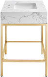 Marmo Contemporary Bathroom Vanity with Elegant Artificial Marble and Stylish Stainless Steel Base