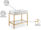 Marmo Contemporary Bathroom Vanity with Elegant Artificial Marble and Stylish Stainless Steel Base