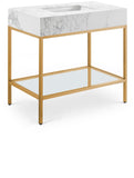 Marmo Contemporary Bathroom Vanity with Elegant Artificial Marble and Stylish Stainless Steel Base