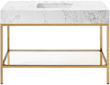 Marmo Contemporary Bathroom Vanity with Elegant Artificial Marble and Stylish Stainless Steel Base
