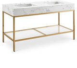 Marmo Contemporary Bathroom Vanity with Elegant Artificial Marble and Stylish Stainless Steel Base