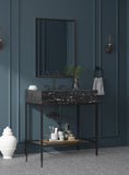 Marmo Contemporary Bathroom Vanity with Elegant Artificial Marble and Stylish Stainless Steel Base