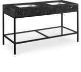 Marmo Contemporary Bathroom Vanity with Elegant Artificial Marble and Stylish Stainless Steel Base