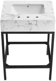 Marmo Contemporary Bathroom Vanity with Elegant Artificial Marble and Stylish Stainless Steel Base