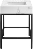 Marmo Contemporary Bathroom Vanity with Elegant Artificial Marble and Stylish Stainless Steel Base