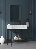 Marmo Contemporary Bathroom Vanity with Elegant Artificial Marble and Stylish Stainless Steel Base