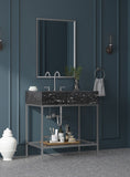 Marmo Contemporary Bathroom Vanity with Elegant Artificial Marble and Stylish Stainless Steel Base