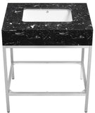 Marmo Contemporary Bathroom Vanity with Elegant Artificial Marble and Stylish Stainless Steel Base
