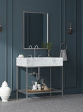 Marmo Contemporary Bathroom Vanity with Elegant Artificial Marble and Stylish Stainless Steel Base