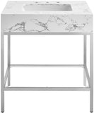 Marmo Contemporary Bathroom Vanity with Elegant Artificial Marble and Stylish Stainless Steel Base