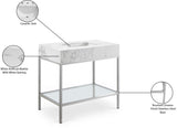 Marmo Contemporary Bathroom Vanity with Elegant Artificial Marble and Stylish Stainless Steel Base