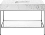 Marmo Contemporary Bathroom Vanity with Elegant Artificial Marble and Stylish Stainless Steel Base