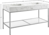 Marmo Contemporary Bathroom Vanity with Elegant Artificial Marble and Stylish Stainless Steel Base