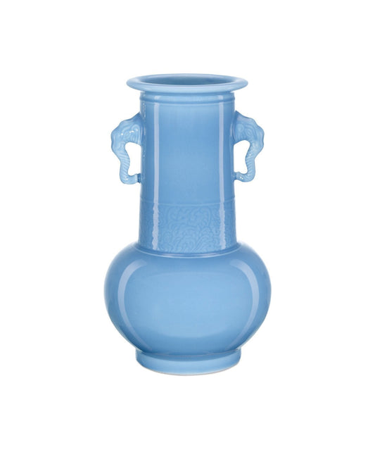 Sky Blue Elephant Handles Vase