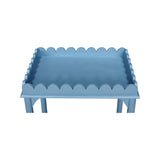 Scalloped Rectangle Side Table Light Blue
