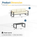 75" Outdoor Aluminum Sofa and Table with Cushion