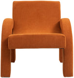 Corduroy Accent Chair - Luxurious Upholstered Comfort with Stylish Half Rounded Arms for Your Home