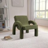 Corduroy Accent Chair - Luxurious Upholstered Comfort with Stylish Half Rounded Arms for Your Home