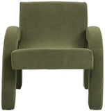 Corduroy Accent Chair - Luxurious Upholstered Comfort with Stylish Half Rounded Arms for Your Home
