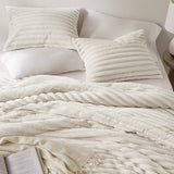 300GSM Fluffy Ribbed Plush Comforter Set,Ivory