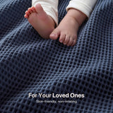 Waffle Weave Cotton Bedding Blanket, Indigo Blue