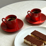 3.5 oz Porcelain Espresso Cups with Saucers, Set of 2