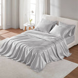 Luxury Satin 6-Piece Sheet Set, Light Grey