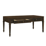 Fluted 2-Drawer Coffee Table For Living Room, Brown