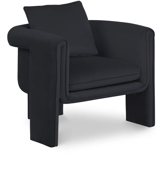 Sloan Elegant Velvet Accent Chair with Comfortable Curved Arms and Stylish Matching Pillow for Relaxation