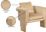 Sloan Elegant Velvet Accent Chair with Comfortable Curved Arms and Stylish Matching Pillow for Relaxation