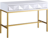 Pandora Elegant White Lacquer Console Table with Gold Iron Base – Versatile Modern Design & Storage