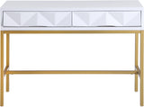 Pandora Elegant White Lacquer Console Table with Gold Iron Base – Versatile Modern Design & Storage