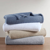 Solid Neutral Faux Feathersoft Blanket, Navy Blue