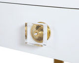 Victoria Contemporary Desk/Console: Stylish High-End Lacquer Finish, Gold Legs & Acrylic Handles