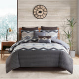 Cabin-Inspired Comforter Set in Rustic Geometric Print, Blue