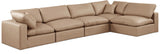 Comfy - 5 Piece Faux Leather Modular Sectional - Tan