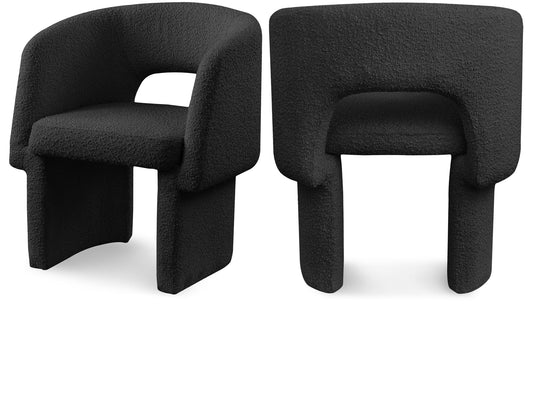 Emmet Contemporary Dining Chair - Luxe Boucle Upholstered Accent Chair with Steel Frame Support