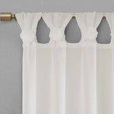 Floral Twist Tab Semi-Sheer Window Panel, White
