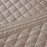 4 Piece Cotton Reversible Tailored Bedspread Set, Khaki