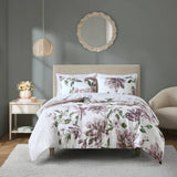 Modern Diamond Floral Bed in A Bag Comforter Set, Mauve