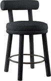 Parlor Counter Stools Set of 2 - Stylish Boucle Upholstered Seating with Solid Wood Frame & Footrest