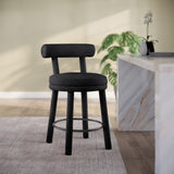 Parlor Counter Stools Set of 2 - Stylish Boucle Upholstered Seating with Solid Wood Frame & Footrest