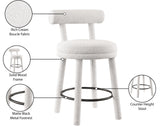 Parlor Counter Stools Set of 2 - Stylish Boucle Upholstered Seating with Solid Wood Frame & Footrest
