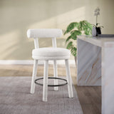 Parlor Counter Stools Set of 2 - Stylish Boucle Upholstered Seating with Solid Wood Frame & Footrest