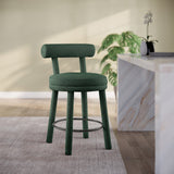 Parlor Counter Stools Set of 2 - Stylish Boucle Upholstered Seating with Solid Wood Frame & Footrest