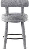 Parlor Counter Stools Set of 2 - Stylish Boucle Upholstered Seating with Solid Wood Frame & Footrest