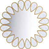 Shell Glass Contemporary Mirror - Stunning 32" Gold Framed Accent with Shell Details for Any Room